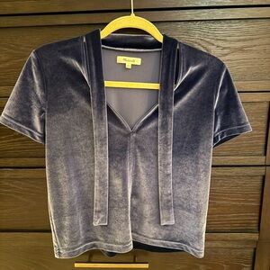 Madewell Navy Velvet Blouse